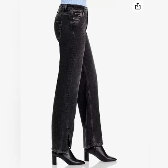 FREE PEOPLE “We The Free” Long Line Slit Straight Leg Black Jeans Denim Size 27 - Picture 3 of 9